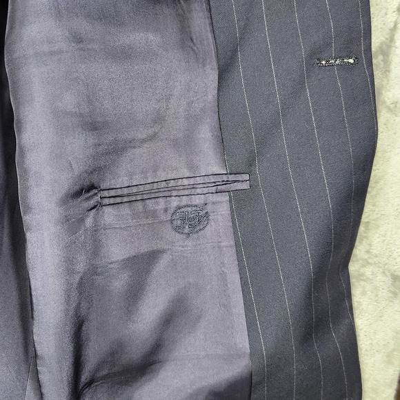 Hickey Freeman Blazer Mens 43 Long Loro‎ Piana Navy Blue Pinstripe Wool - Picture 8 of 16